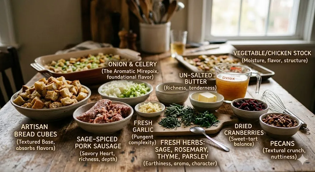 Ingredients for Homemade Sausage Stuffing recipe and Why They Matter