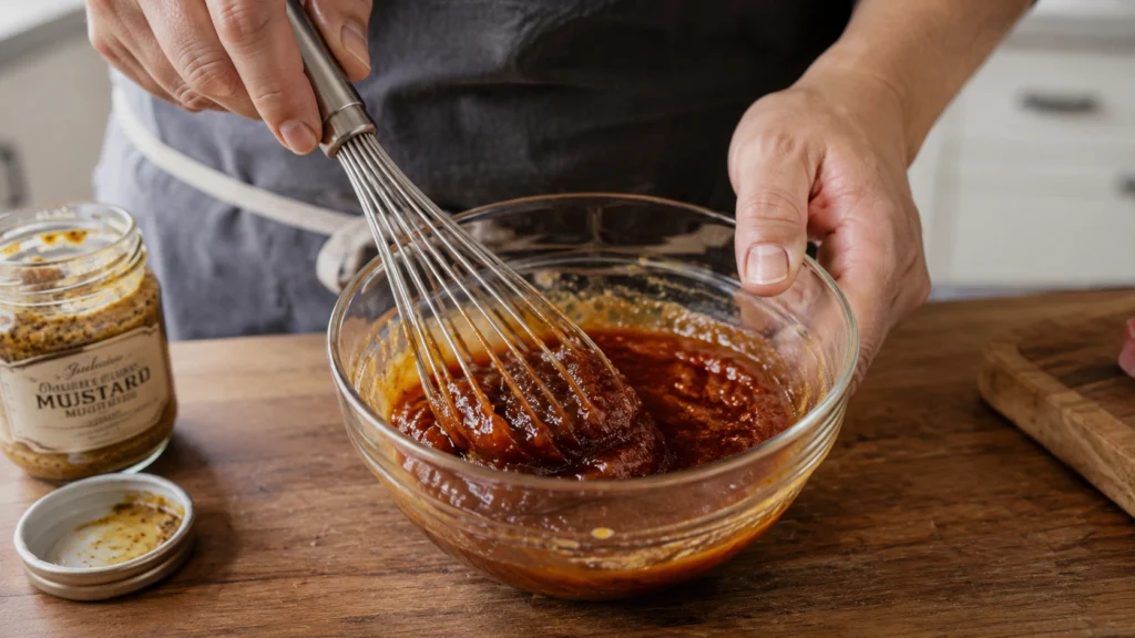 mix jam and mustard until smooth