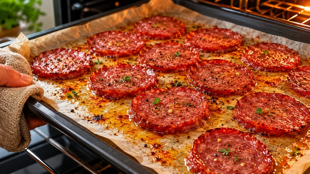 Baked Salami rest for 5 minutes before serving