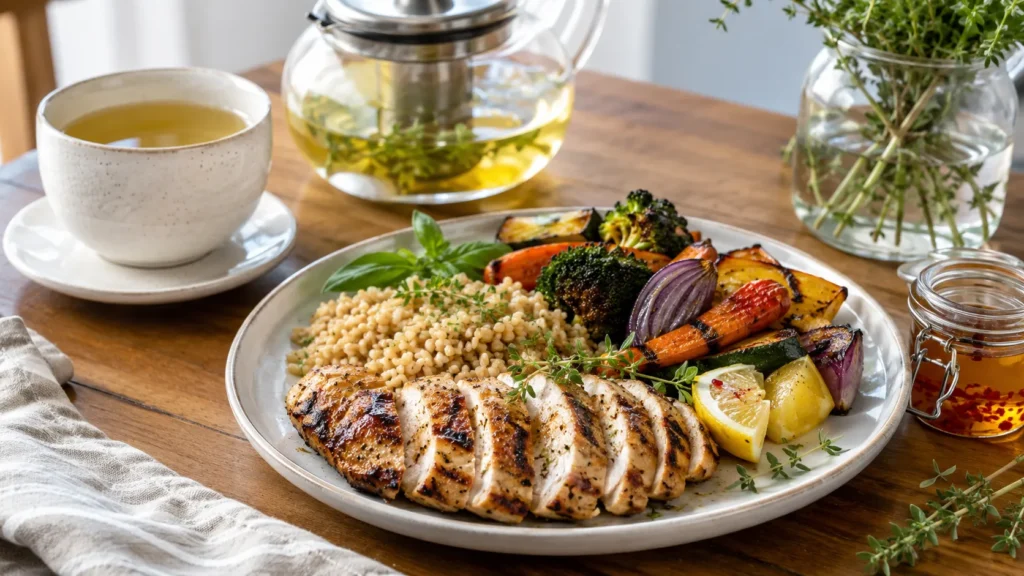 Fire honey served with healthy homemade meal